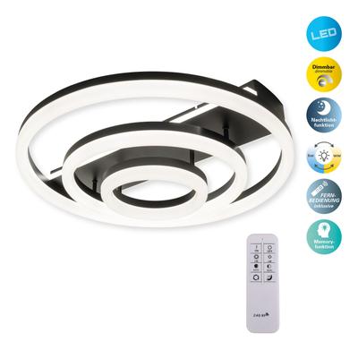 NÄVE LED Deckenleuchte "CIRCULO", schwarz, Ø 60cm H: 15,5cm, 2 Stk., Leuchten, Dimmbar; CCT-Farbwechsler; Memoryfunktion; Nachtlichtfunktion, LED Deckenleuchte