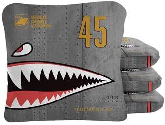 Skip's Garage Bomber Silver Dual Sided Cornhole Bags
