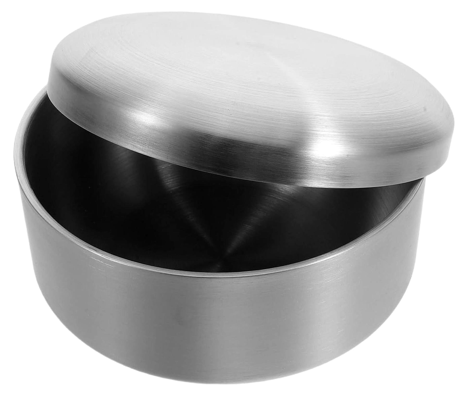 Edelstahl Rasierschale 14cm mit Deckel für die Bartpflege