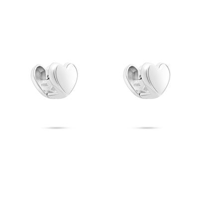 Paar Creolen TAMARIS "Schmuck Geschenk Edelstahl Doppelseitiger Herzstecker", silber (edelstahlfarben), Ohrringe, Damen, Edelstahl