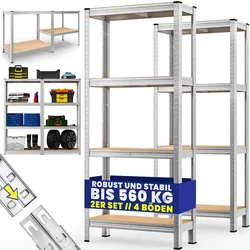 Monzana 2x Schwerlastregal 170x75x30cm 280kg 4 MDF-Platten