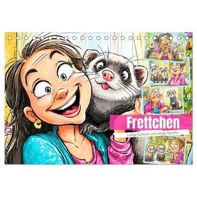 Frettchen. Lustige Cartoons und witzige Sprüche (Tischkalender 2027 DIN A5 quer), CALVENDO Monatskalender