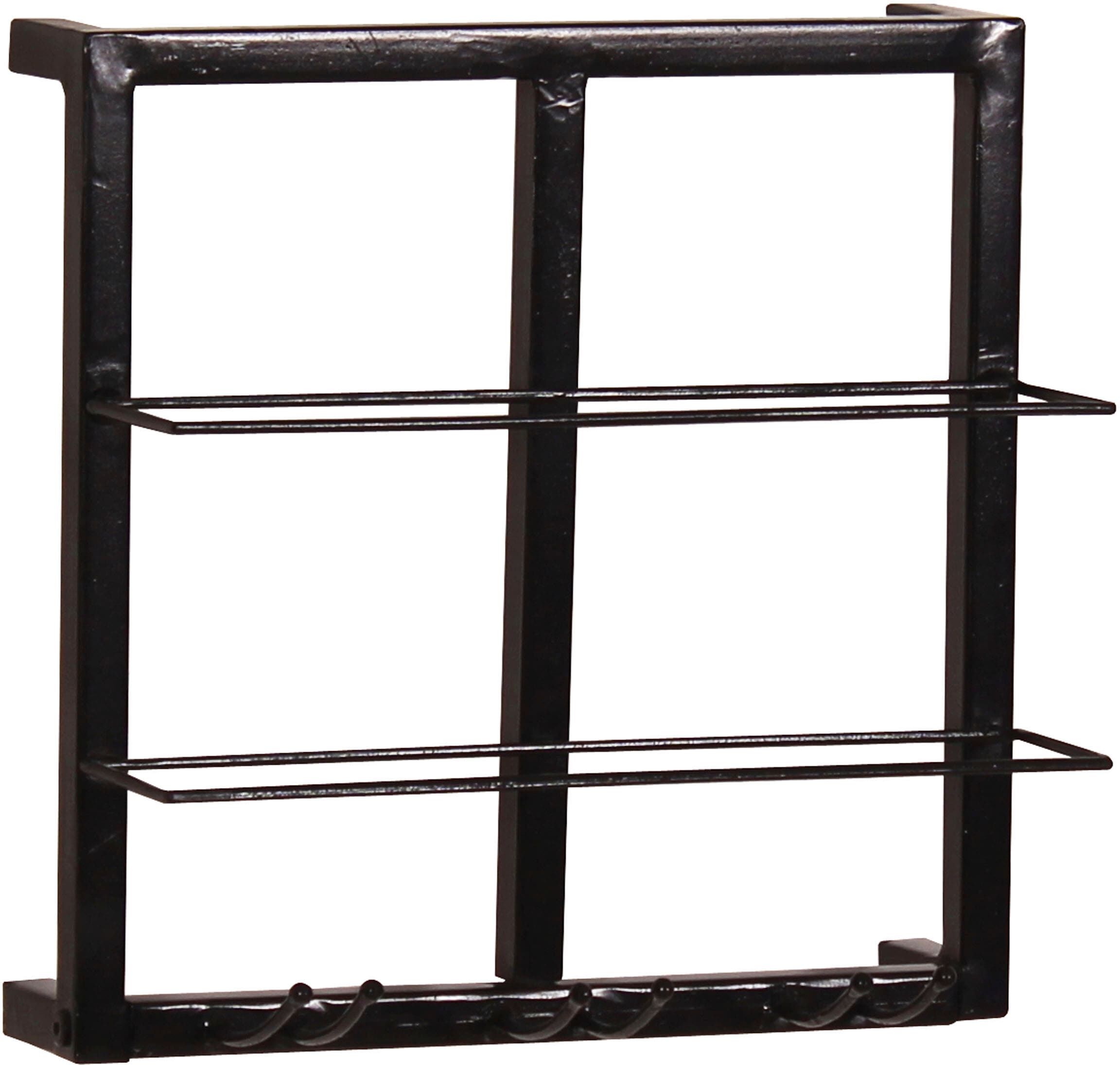 Wandregal SIT "Asti 3-teilig aus Metall für 4 Flaschen & 9 Gläser – Antikschwarz", schwarz, B:35cm H:115cm T:15cm, Metall, Regale, Wandregal, 2 Weinregale & 1 Gläserregal für flexible Wandgestaltung schwarz B/H/T: 35cm x 115cm x 15cm
