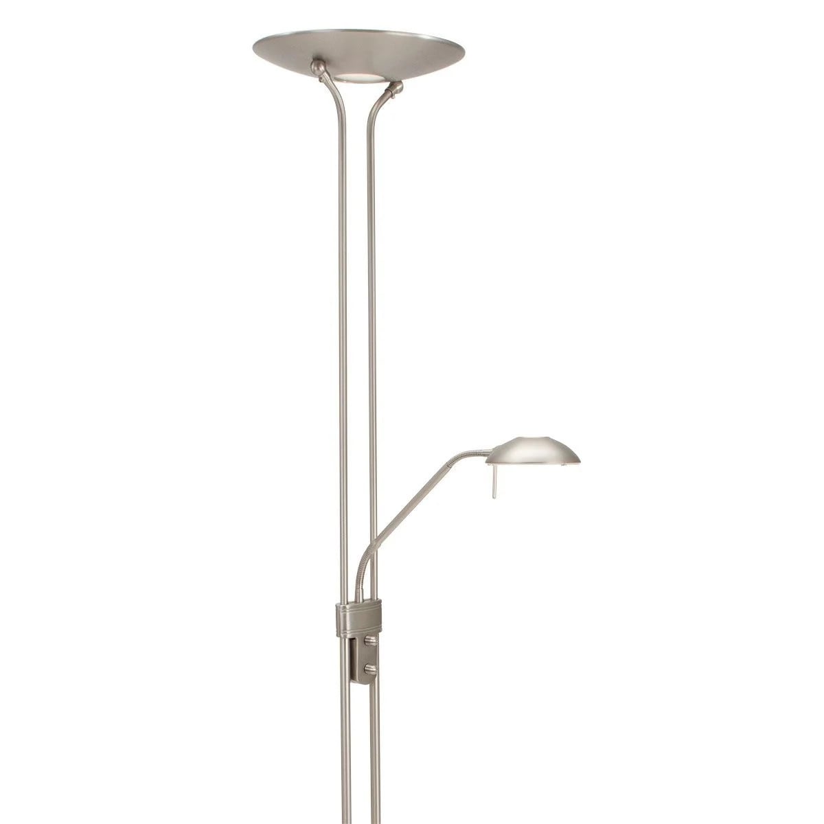 Steinhauer Mexlite Up Vloerlamp in metaalgrijs en chroom met LED en dimbare lampen, Hoogte: 180 cm