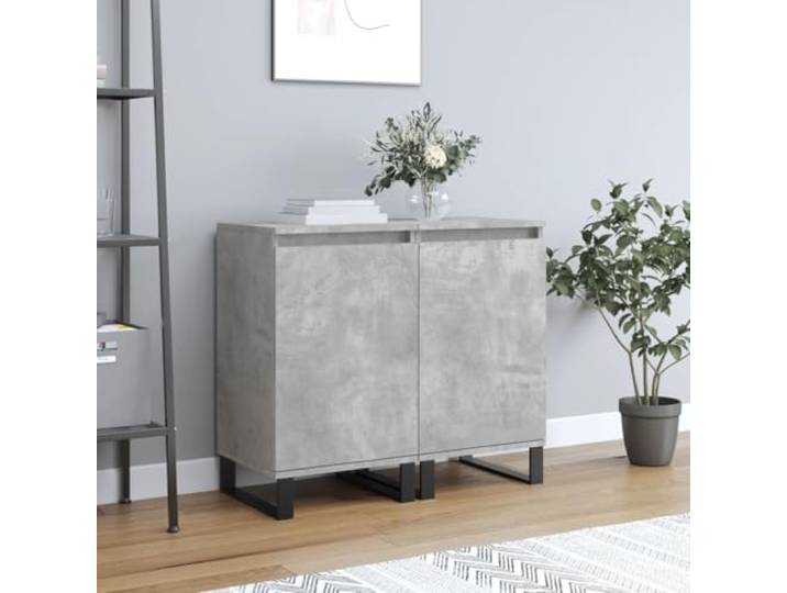 RJPLMFV Anrichte mit 2 Türen, betongrau, 40 x 35 x 70 cm, Holz aus Technik Füße aus Metall, 2 Fächer, feuchtigkeitsbeständig, Wandbefestigung inklusive