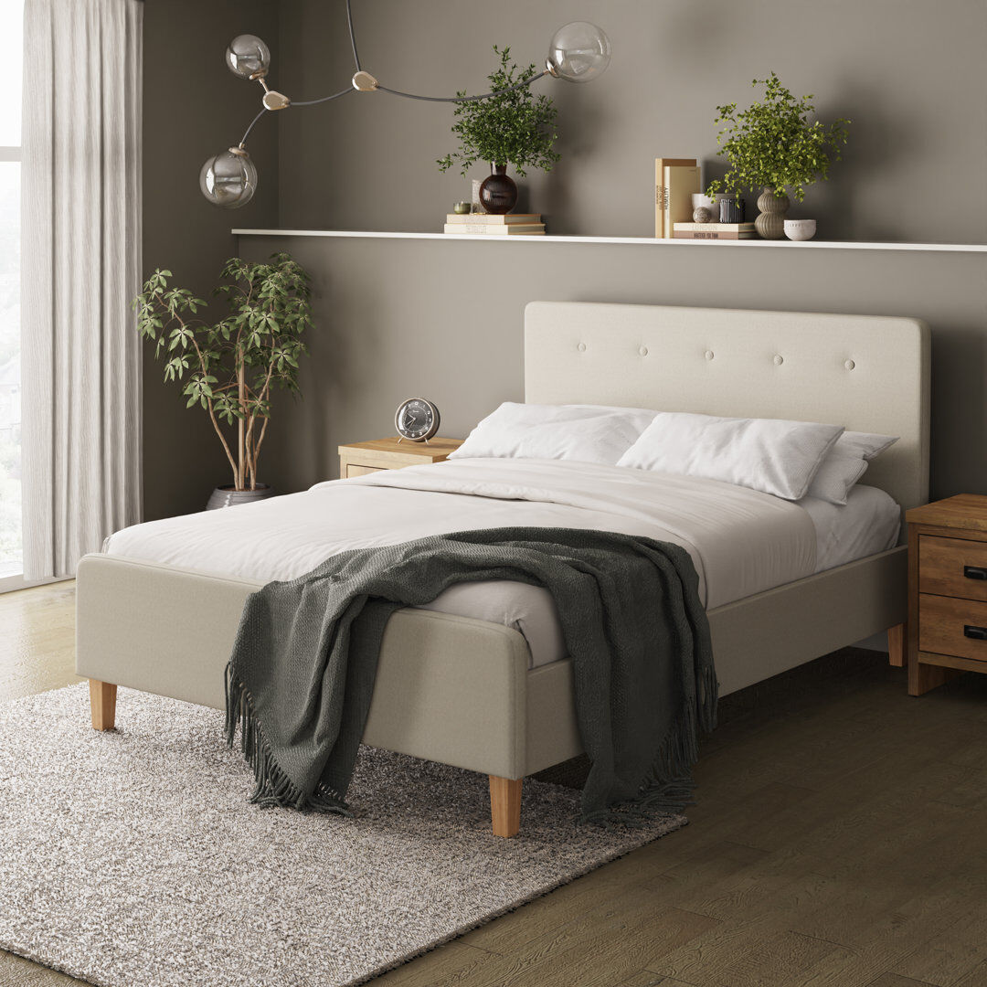 Hykkon Elinor Upholstered Bed Beige Double (4'6)