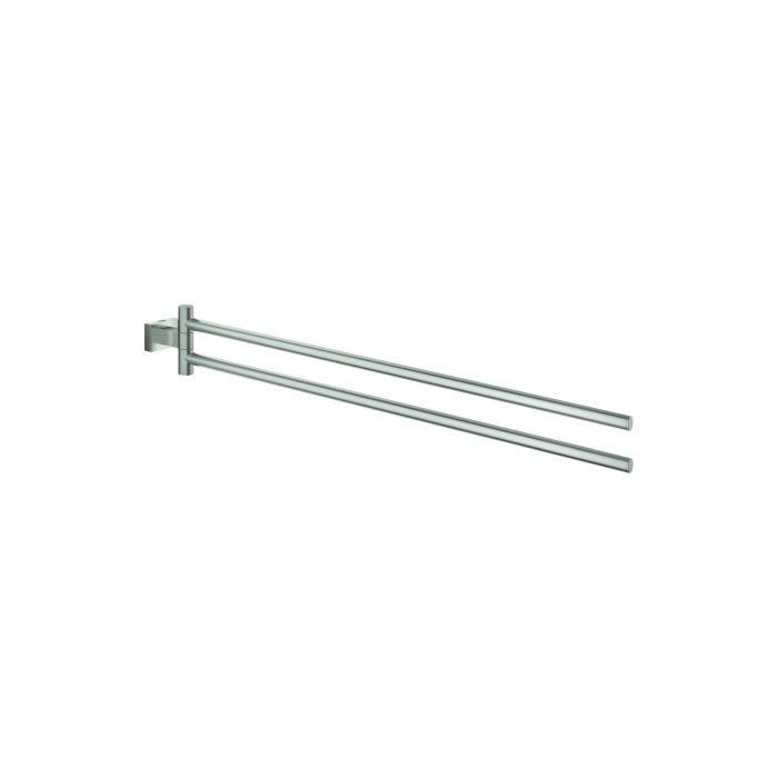Grohe Essentials Cube Handtuchhalter 40624DC1 supersteel, 2-armig, 43,9 cm, schwenkbar, verdeckte Befestigung