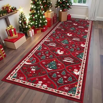 Garvee Diamond Pattern Christmas Area Rug