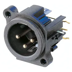 NEUTRIK® XLR, 3-pol , Kunststoff-, Printtechnik horizontal rechts-Einbaustecker, hartvergoldete(r) Kontakt(e), Type A, schwarz