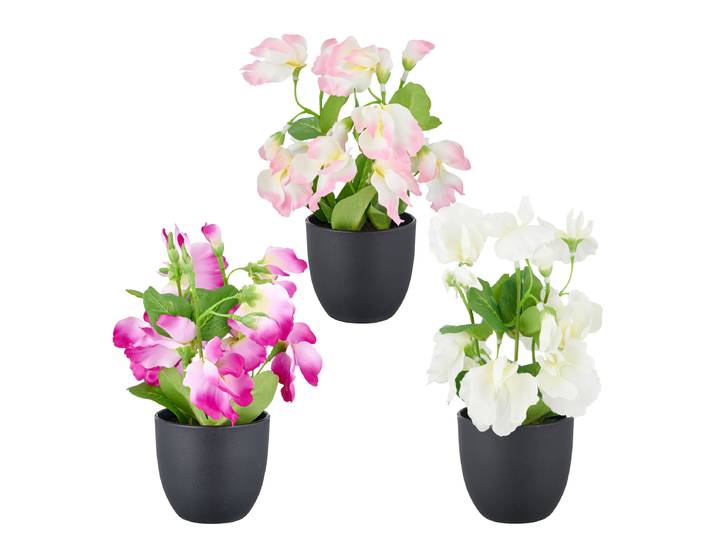 Kunstblume Wicke 3er-Set 10 x 20 x 10cm