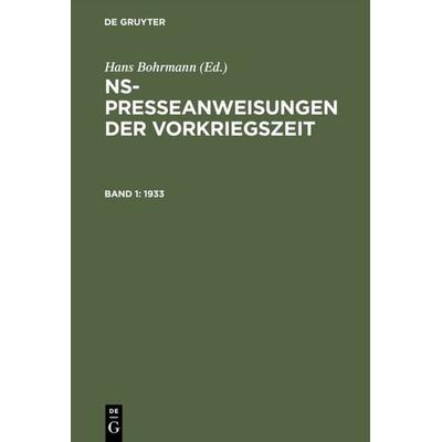 1933, Gebundene Ausgabe von , De Gruyter, 978-3-598-10552-4