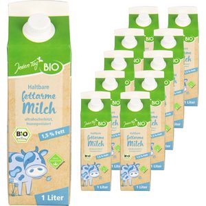 JedenTag Milch fettarme H-Vollmilch, Fettgehalt 3,8%, BIO, ultrahocherhitzt & homogenisert, 10x 1 Liter