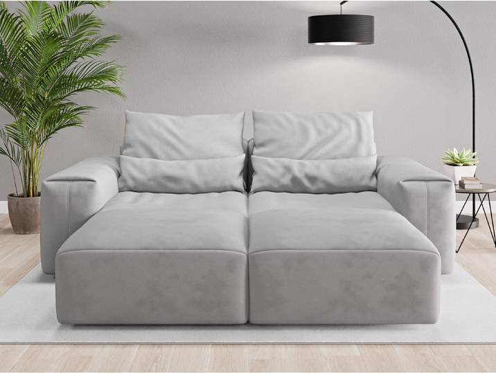 Loveseat Denver - Grau (Achatgrau) - Vintage Velours
