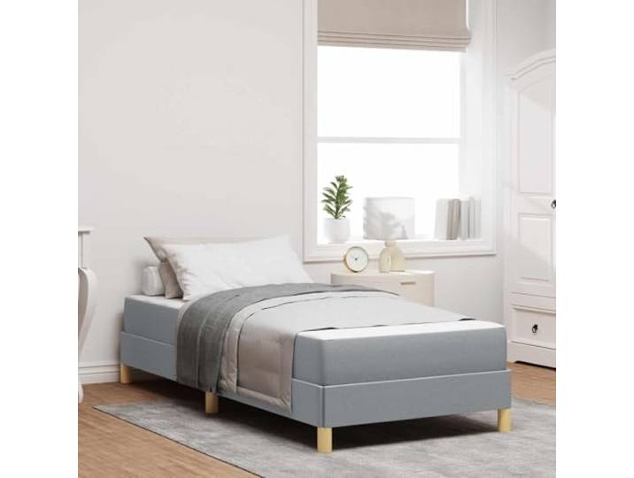 KTHLBRH Boxspringbett mit Matratze hellgrau 90 x 190 cm Stoffbezug, technisches Holz, modernes Design, Schlafzimmer