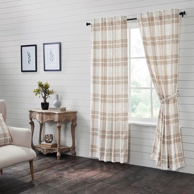 VHC Brands Wheat Plaid Panel Set of 2 84x40