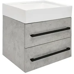 SAT Cube Way Waschtisch mit Unterschrank und schwarzem Griff 60x53x46 cm Beton matt CUBE46C602BESATCW
