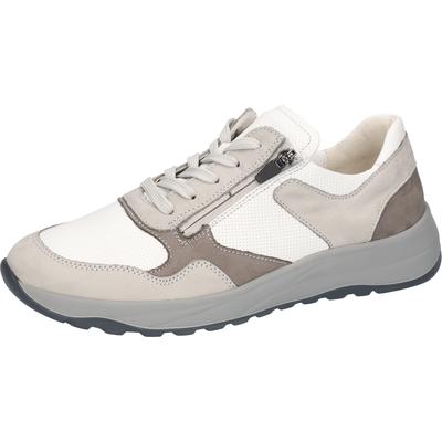 Schnürschuh WALDLÄUFER "K-John", Herren, Gr. 7 (40,5), Leder Textil, weiß (grau, weiß), Nappaleder, Nubukleder, mehrfarbig, Schuhe Schnürschuh, Schnürschuh, Bequemschuh, H-Weite, mit seitlichem Reißverschluss