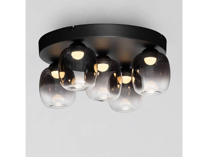 Plafonnier Kita Ø 45cm Gris/Gris 5 aluminium / verre fumé LED non-remplaçables Module LED