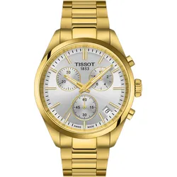Tissot T-Classic PR 100 Chronograph T150.417.33.031.00 - silber matt,gelbgold PVD - 40mm