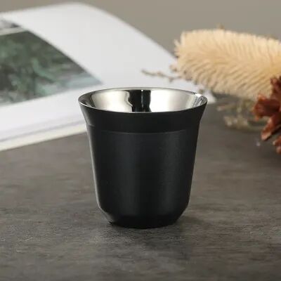 Smart Shopping Spot High Quality Stainless Steel Double Wall JUSTINLAU Mini Coffee Cups, Portable Heat insulating Drink Cups black