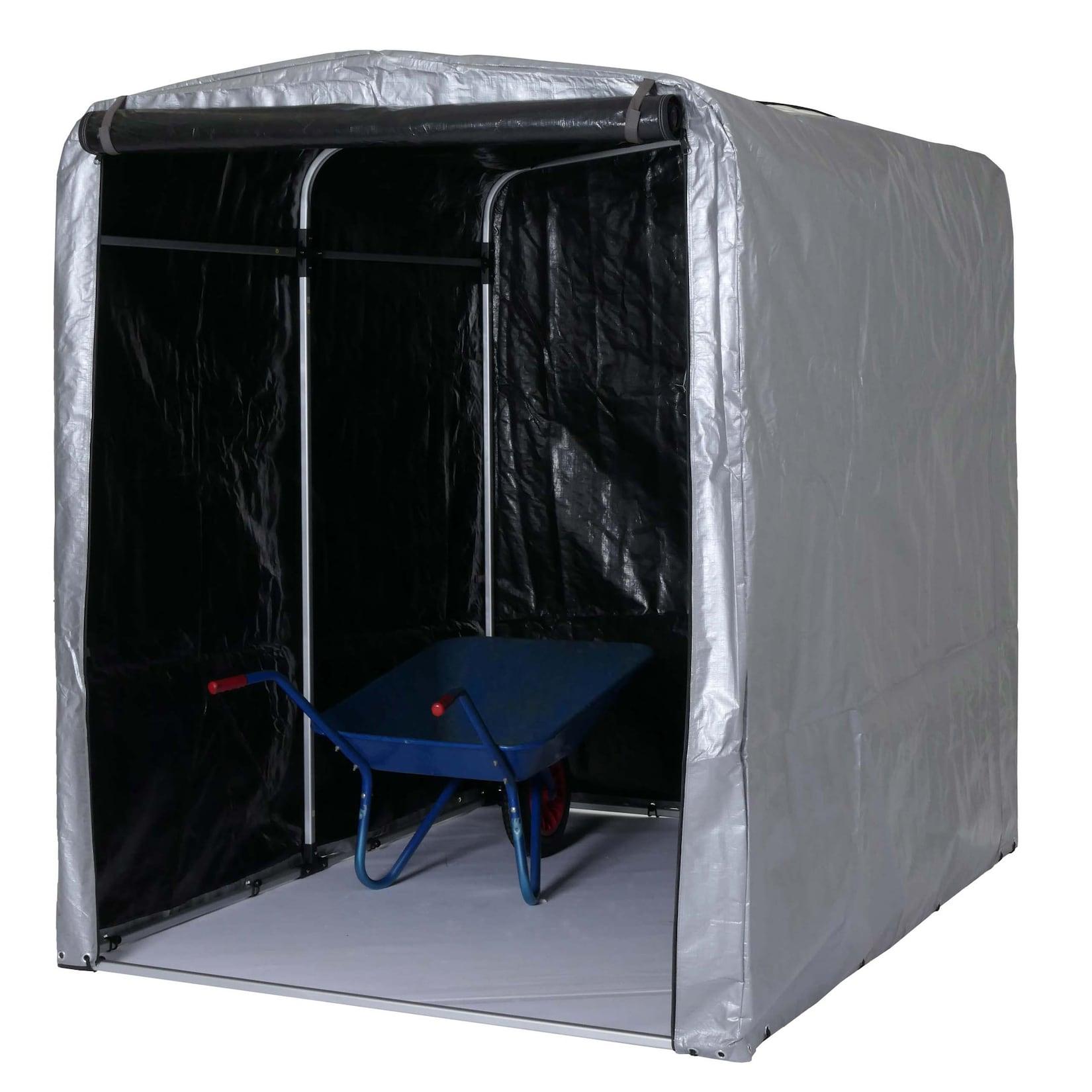 Gerätehaus MCW-N61, Gartenschuppen Geräteschuppen Gartenhaus, Alu UV-Schutz wasserfest, 201x157x201cm ~ silber