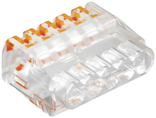 OBO Bettermann 2054458 61 525 FL Verbindungsklemme flexibel: 0.2-2.5 mm² starr: 0.2-2.5 mm² Polzahl: 5 1 St. Transparent-Orange