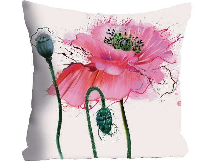 Dekokissen QUEENCE Blume , bunt (bunt, geblümt), B:40cm L:40cm, Polyester, Dekokissen_Sitzkissen_Kissenhüllen, Dekokissen, Kissenhülle ohne Füllung, 1 Stück