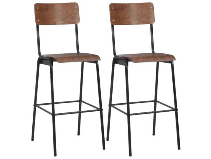 Makastle Barhocker 2 STK. Braun Massives Sperrholz Stahl