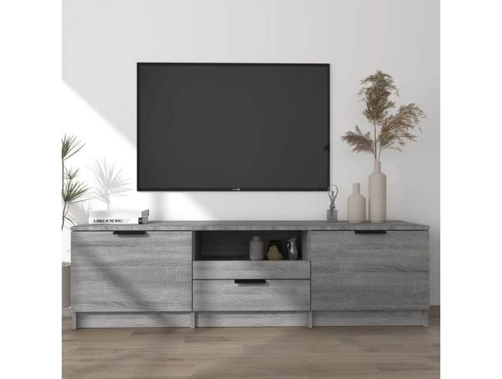 (Gris)Meuble TV - SIGNOR - Table Télévision en bois Sonoma gris 140x35x40 cm bois ingénierie 584999