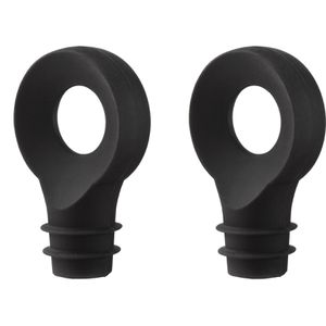Vacu-Vin Weinverschluss 08874606, Silikon, schwarz, luftdicht, 2 Stück