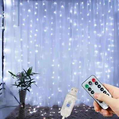 Uplift Picks USB Curtain LED Fairy Lights 3M 4M 6M With Remote Control white 6x2 M (400 Leds)