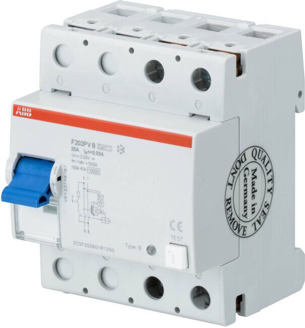 ABB Stotz S&J; Disjoncteur différentiel FI 2P, Type B+, 25A, 30mA F202B+25/0,03 (2CSF202701R1250)