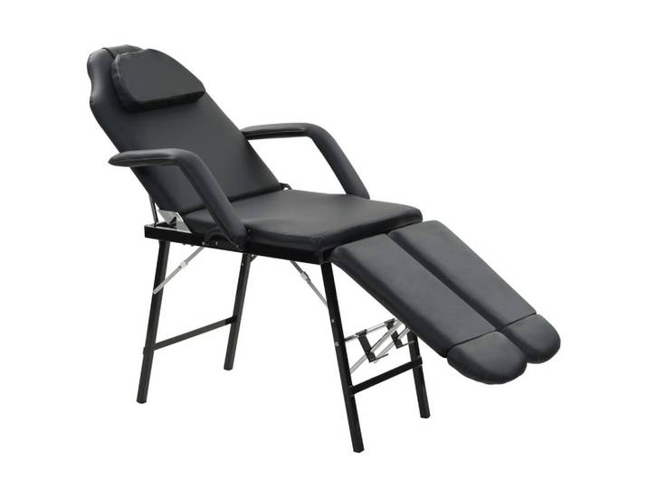 vidaXL Stuhl, Tragbarer Kosmetikstuhl Kunstleder 185x78x76 cm Schwarz
