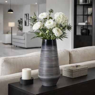 Sagebrook Home Decorative Vase - Gray/Black Glass Modern Enameled, 15 in.