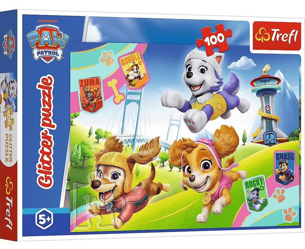 Trefl Paw Patrol Glitterpuzzel met 100 stukjes - Glinsterende pups