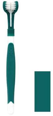 Inspire Select 3 Sided Pet Toothbrush Dog & Cat Dental Cleaning Toothbrush For Plaque, Tartar & Bad Breath Removal dark Green