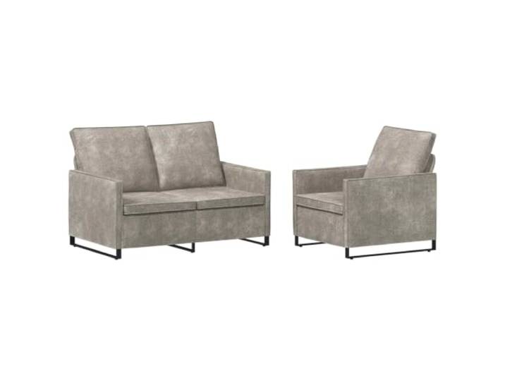 vidaXL Sofa-Set 2 pcs Hellgrau Kunstwildleder