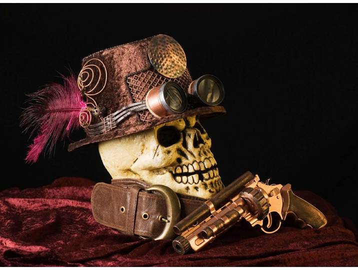 Fototapete PAPERMOON Steampunk totenkopf , bunt, B:4m L:2,6m, Vlies, Tapeten, Fototapete