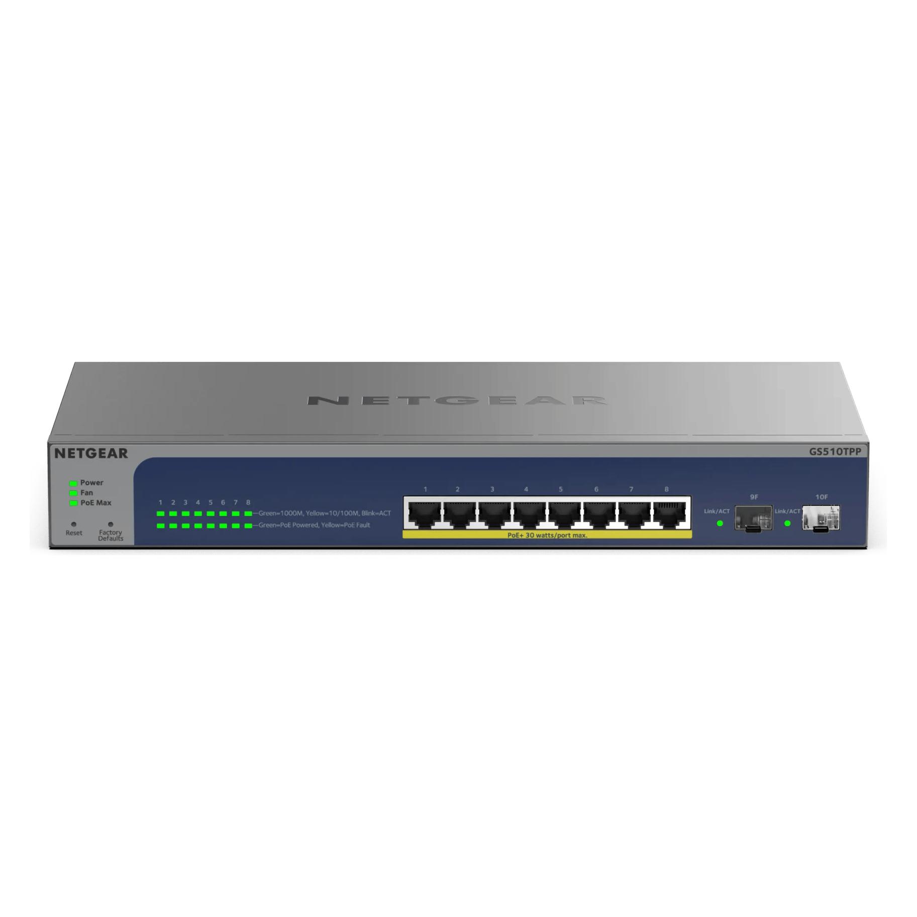 Netgear GS510TPP: 10 Port Smart Switch (10 Ports) (GS510TPP-100EUS)