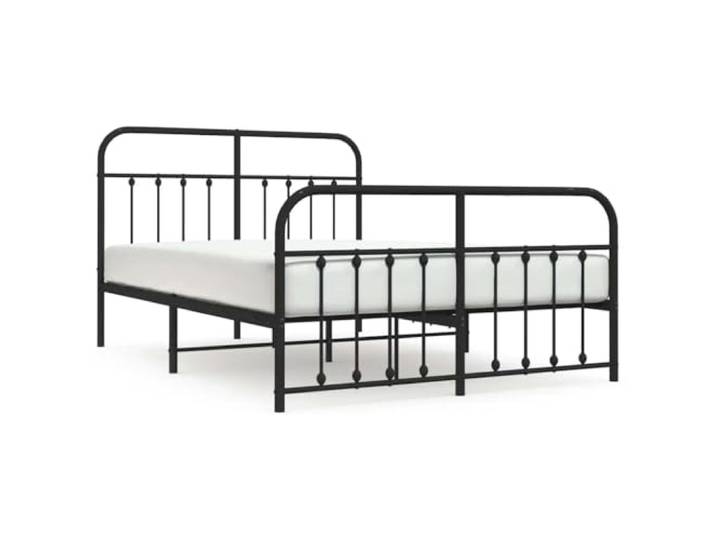 PUGYNBK Bettgestell ohne Matratze mit Metallbügel, Schwarz, 135 x 190 cm Pulverbeschichteter Stahl, Metallleisten, Stauraum, funktionales Kopfteil