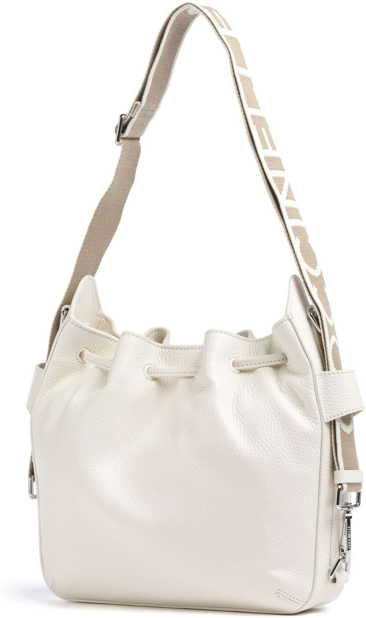 Coccinelle Gretel Ribbon Bucket Handtasche aus Leder, weiß