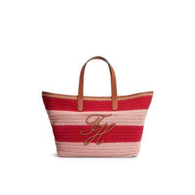Tommy Hilfiger "TH NAUTICAL TOTE CROCHET STR" Damen Strandtasche mit Streifen und Logoschriftzug