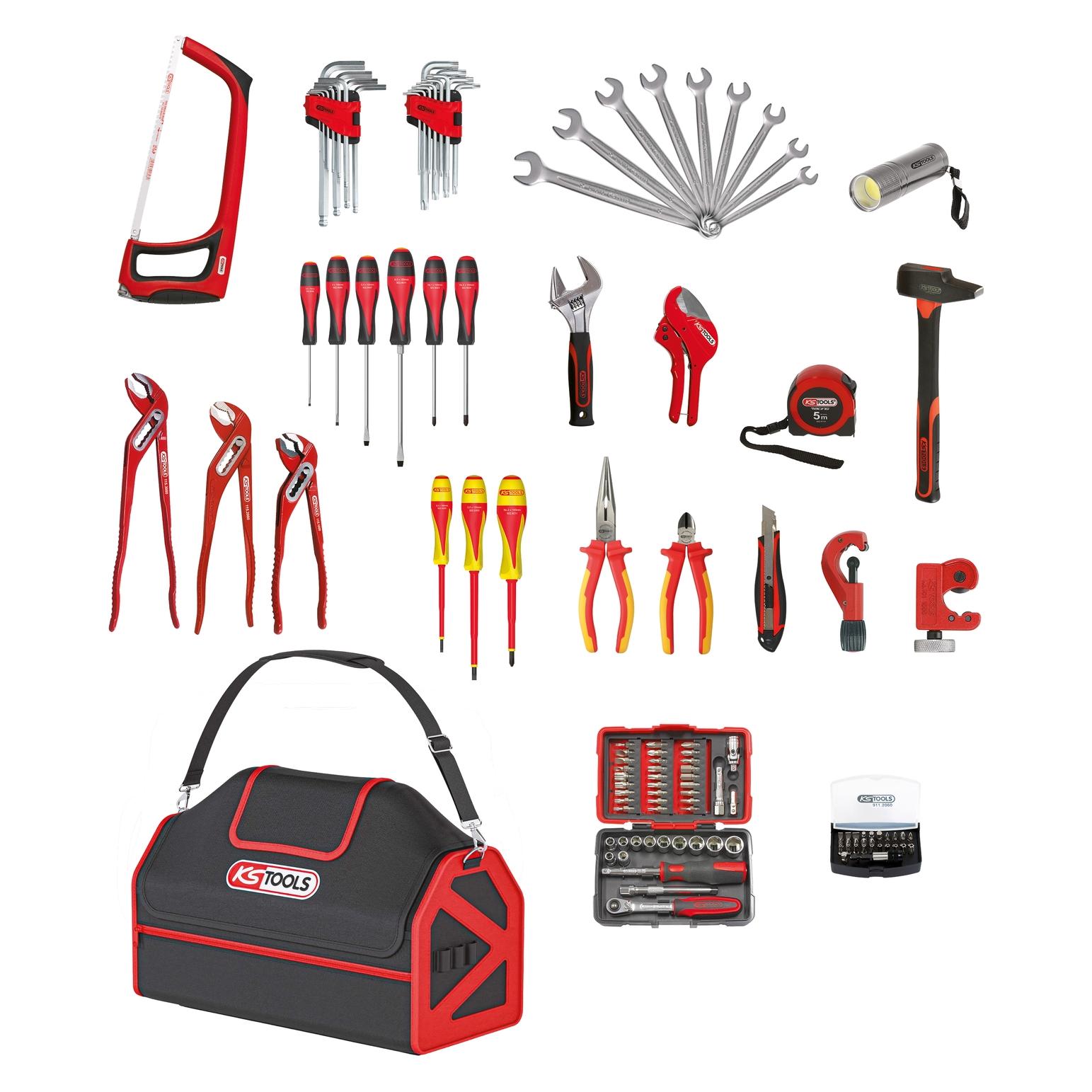 KS Tools Set mit Sanitär- und Heizungswerkzeugen im SMARTBAG XL-Beutel (850.0126F)