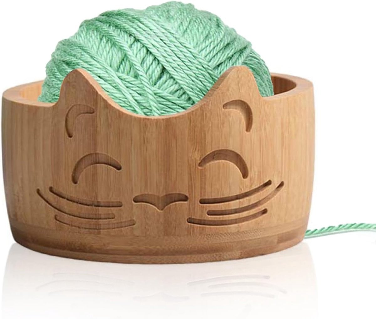 Houten garenkom voor haken en breien, diameter: 17 cm