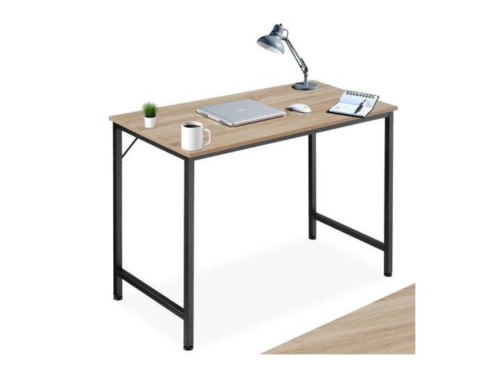 Table de Bureau Design Industriel en Bois MDF & Acier Bureau Industriel Bois Clair Chêne Sonoma 100 x 50 x 100 x 50 x 75 5 BUREAU