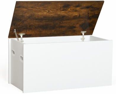 Costway Flip-top Storage Chest with Self-hold Cover and Pneumatic Rod-White