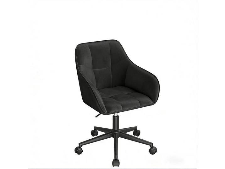 Okwish Drehstuhl 61/61/90 cm schwarz aus Metall und Samt, 360° drehbar, Schwarz, 61x40x40.5 cm, Büromöbel, Bürostühle, Drehstühle