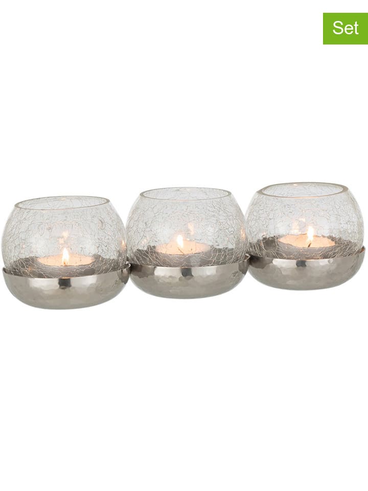 J Line 3er-Set: Windlichter in Silber - (H)9 x Ø 27 cm - onesize