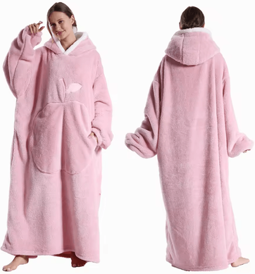 Inspire Curations Extra Long Oversized Fleece Wearable Blanket Hoodie fh140 cloth Length 140cm