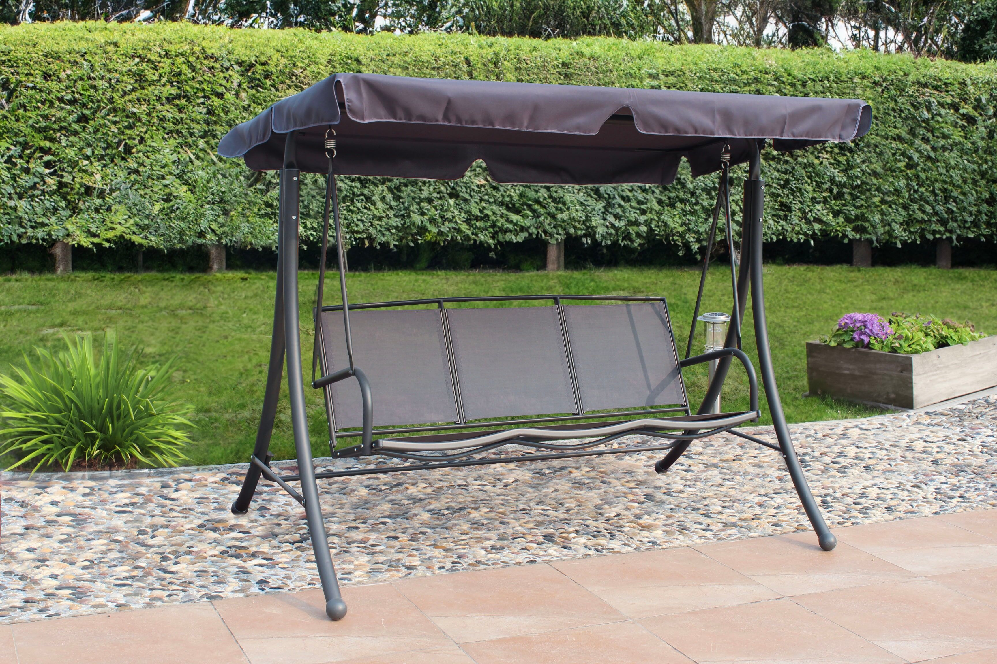 Hollywoodschaukel GARDEN PLEASURE "ANNA", grau (grau, schwarz), B:201cm H:159cm T:130cm, Obermaterial: 100% Polyester, Hollywoodschaukeln, Hollywoodschaukel, grau/schwarz
